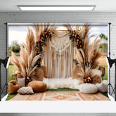 Aperturee - Aperturee Outdoor Beige Boho Bridal Shower Photography Backdrop